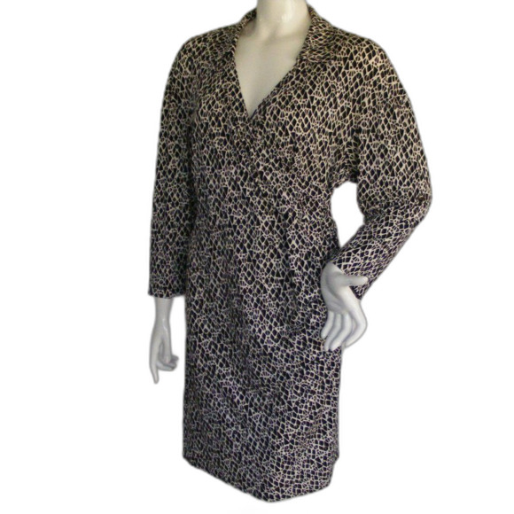 LAUNDRY by SHELLI SEGAL Dress, 8, Black/White Geometric print Surplice, Long slv - Picture 5 of 12